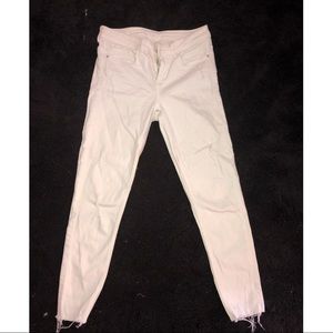 Zara skinny ankle frayed white jeans